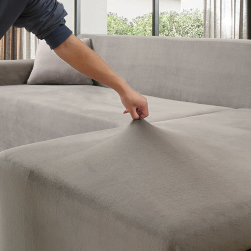 Latitude Run® Thick Velvet LShaped Sofa Cover Sectional Sofa Cover